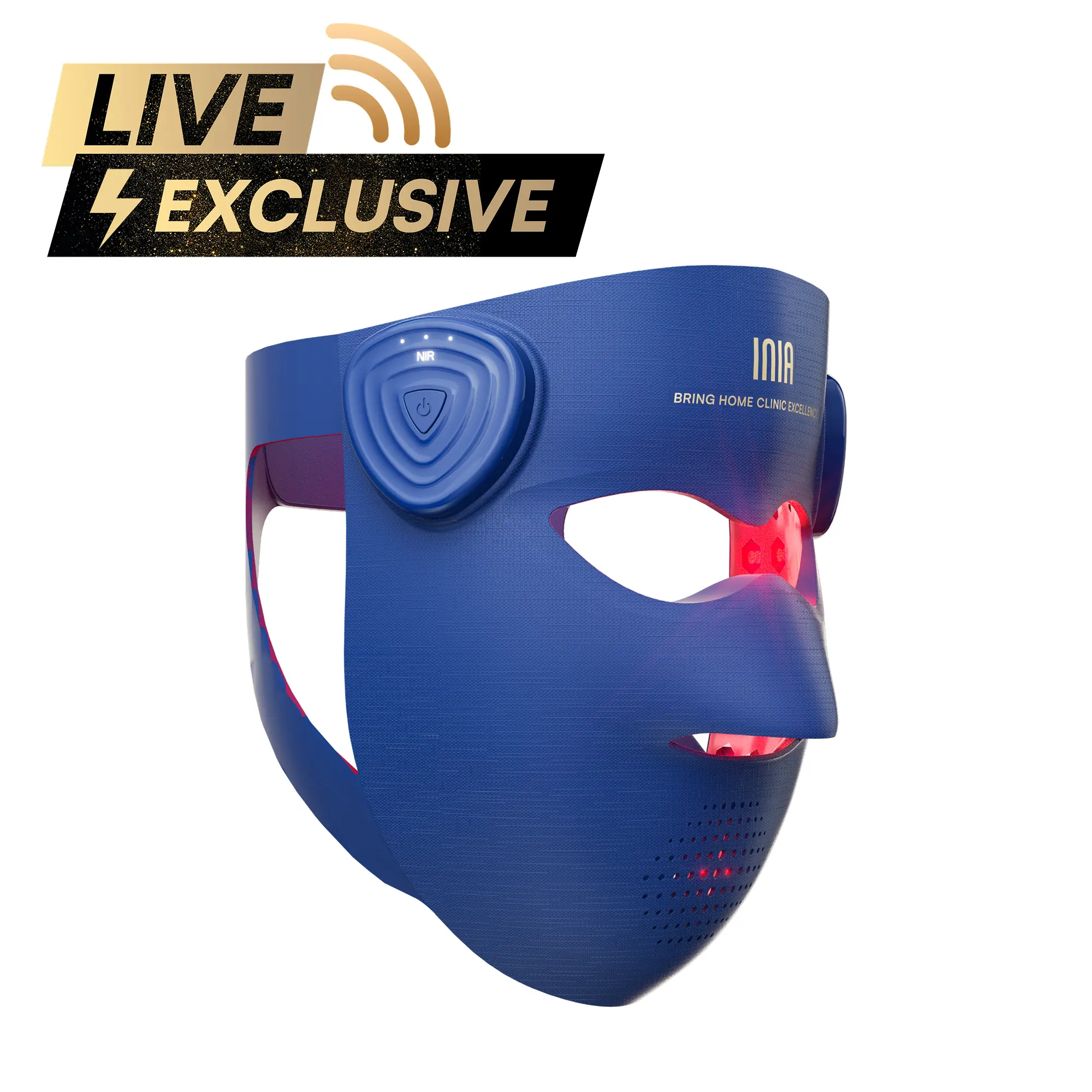 【LIVE EXCLUSIVE】INIA GLOW 940 nm 4D LED Mask – Dual NIR 940 + 850 nm Deep Penetration for Deeper Repair, Visible Lift & Lasting Radiance, 4D Fit for Jawline Lift & Firm, Cooling Therapy, Wireless Comfort, Summer Travel Accessories
