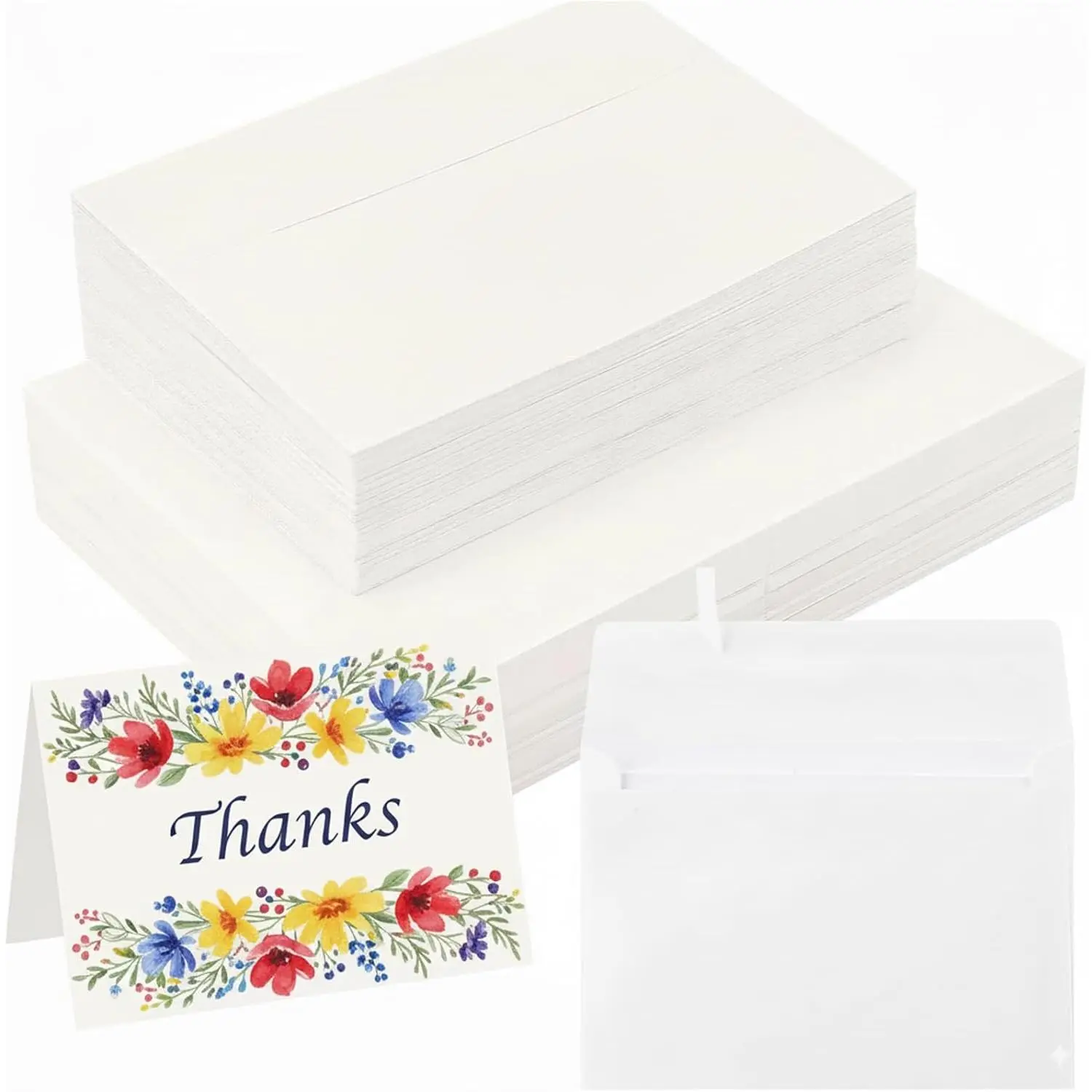 15 Set Watercolor Cards with Envelopes, 140lb/300GSM Cotton Heavyweight Watercolor Paper Cards, 4x6 Inch Foldable Blank Watercolor Postcards and Envelopes DIY Greeting Cards for Wedding Birthday