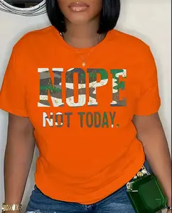 Nope Not Today Graphic Tee - Orange T-Shirt with Bold Text Design