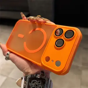 Luxurious Semi-Transparent Matte Magnetic Wireless Charging Phone Case, Compatible with iPhone 17 Pro 17 Pro Max, Compatible with iPhone 17 16 15 14 13 12 11 Pro Max Plus Phone Case, Shockproof Lens Protection, Soft TPU Frame, Hard Acrylic Back Cover