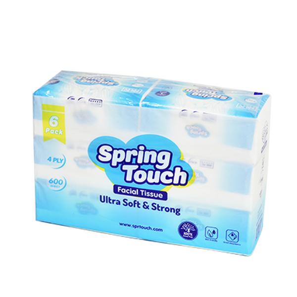 NY Local Delivery 1-2 Days!Spring Touch Ultra Soft 4-Ply Facial Tissues - 6 Packs (600 Sheets), Super Absorbent for Home & Travel, Gentle on Skin