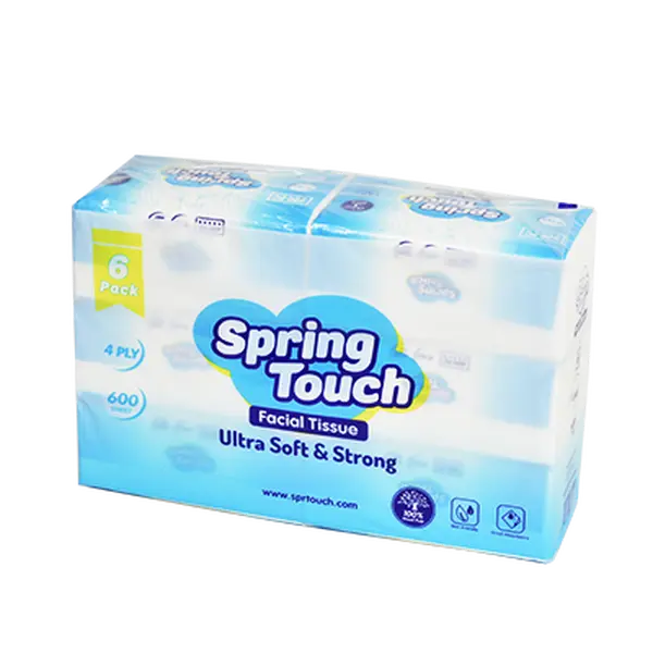 NY Local Delivery 1-2 Days!Spring Touch Ultra Soft 4-Ply Facial Tissues - 6 Packs (600 Sheets), Super Absorbent for Home & Travel, Gentle on Skin