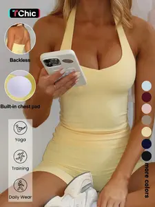 Sexy Backless Halter Top Set for Women, Seamless Tight-Fitting Shorts, Casual Yoga Running Pilates, Comfortable Daily Wear