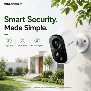 CINMOORE 2.5K Wireless Outdoor Security Camera, Magnetic WiFi Camera with Color Night Vision, Human Motion Detection, Two-Way Audio, Local Storage, Waterproof Camera for Home, Farm, Garage, Driveway, Front Door & Pets