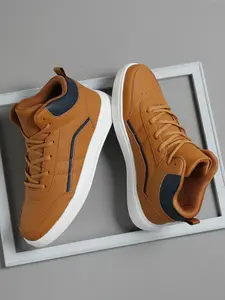 Men's Colorblock Lace Up High Top Sneakers, Casual Comfortable Breathable Athletic Fashionable Sneakers Stylish Sneaker Sports Shoes, Male All-match Round Toe Shoes for Daily Wear