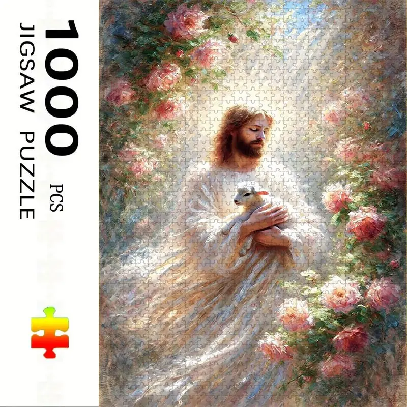 1000 Piece Jesus Theme Puzzle, Large Adult Family Interactive Puzzle Toy, DIY Home Decor Brain Challenge, Holiday Scene, Durable Puzzle