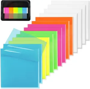 800 Sheets Clear Sticky Notes, 3 x 3 Inch, 14 Pads Self-Stick Translucent Transparent Notepads for Planner, Office, School.