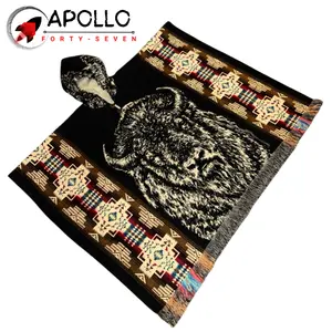 Native Bison Poncho - Coat Shawl Poncho (100%Alpaca Wool) Men Women Holiday Edition
