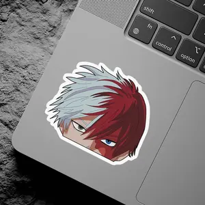 Todoroki Vinyl Sticker, My Hero Academia Anime Decal, Half Hot Half Cold Peek Sticker, Laptop Car Vinyl, Gift for Fans