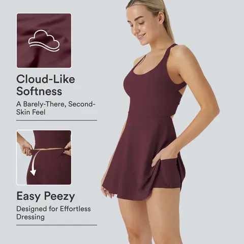 Halara Women's Softlyzero Airy Backless Twisted InstantCool Sporty Chic Fitted Workout Dress - Easy Peezy Cut for Quick Pit Stops, Nylon-Microfiber Blend Cool-Touch Quick Dry Lightweight Active Wear, Yoga Use