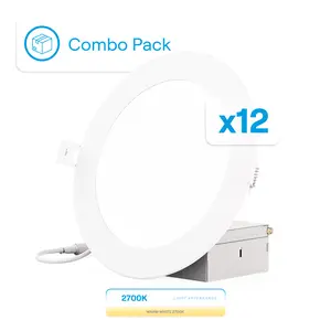 Infibrite 6 Inch 2700K Soft White 12W 1050LM LED Ceiling Light Kit, Dimmable, Wet Rated (12 Pack)