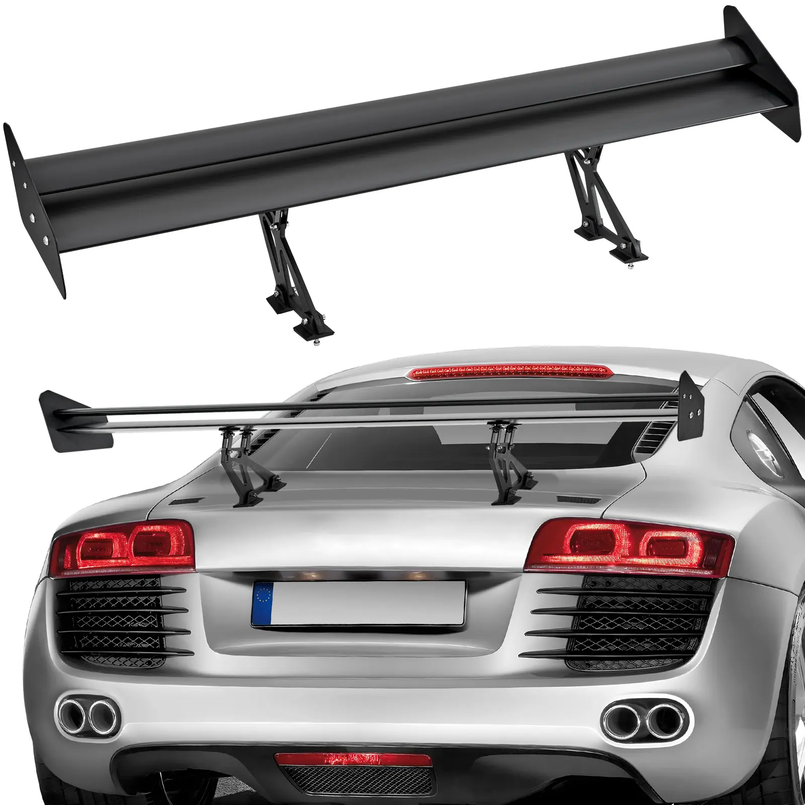 【summerfinds】VEVOR GT Wing Car Spoiler, 53.1 inch Universal Spoiler with Double Deck, Adjustable Lightweight Aluminum, Car Rear Spoiler Wing, Racing Spoiler BGW/JDM Drift Black