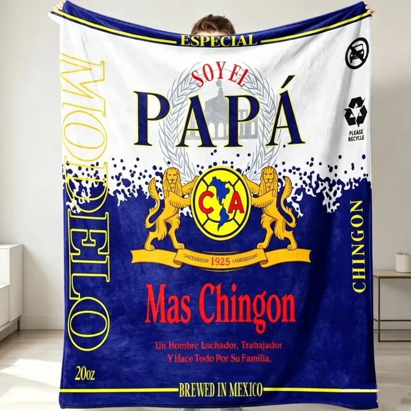 Papa Letter Print Soft Flannel Blanket | Premium Cozy Plush Throw for Bed Couch, Unique Inspirational Birthday Gift for Father Husband