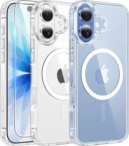 New Deal - iPhone 17 Case Clear: Magnetic Phone Cases with Screen Protector Drop Proof Compatible with Magsafe Slim Anti Yellowing Rugged Shockproof Protective Transparent Cell Cover (A-Clear)