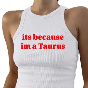 Zodiac Sign Shirt Tank Top - Sleeveless Design, Comfortable Fit, Available in Multiple Zodiac Signs, White Color - Tops, Womenswear