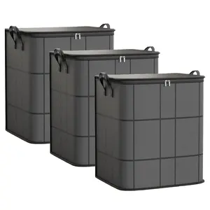 3 Counts/set Large-Capacity Clothing Storage Bag Set, Foldable Organizer Boxes with Reinforced Handles & Durable Zippers, Ideal for Clothes, Blankets and Mattresses