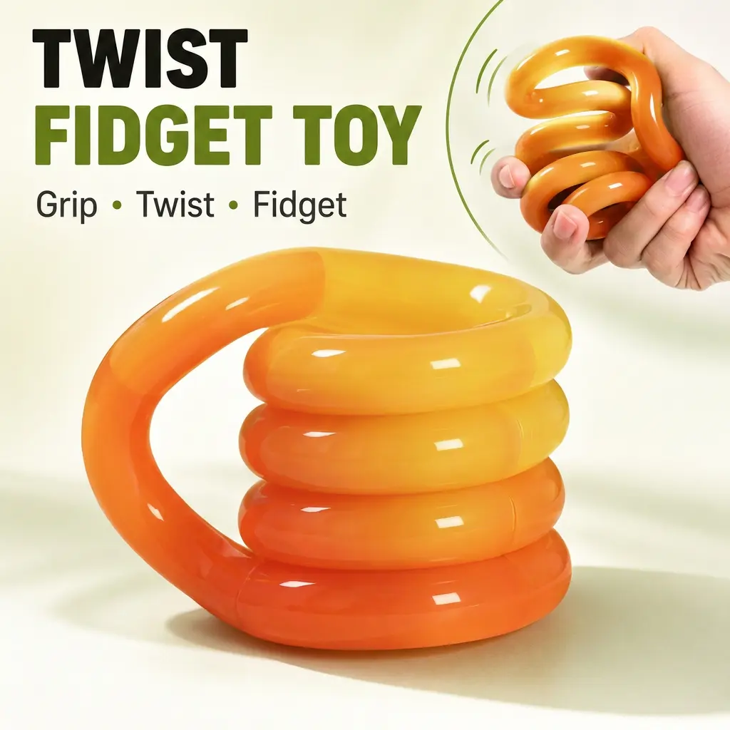 Twist Fidget Toy, Flexible Sensory Hand Toy for Adults and Teens, Bendable Loop Stress Relief Desk Toy, Tactile Hand Fidget for Office, School, Travel, Focus, Relaxation, Classroom Breaks, Stocking Stuffers and Novelty Gifts