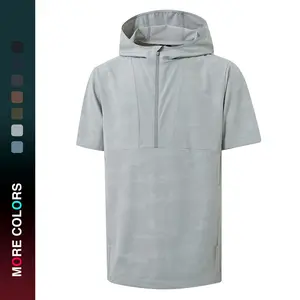 MAELREG Short Sleeve Hoodies For Men Pocket Water-Resistant Embossed Patterned Golf Lightweight Hoodie Men Sweatshirts
