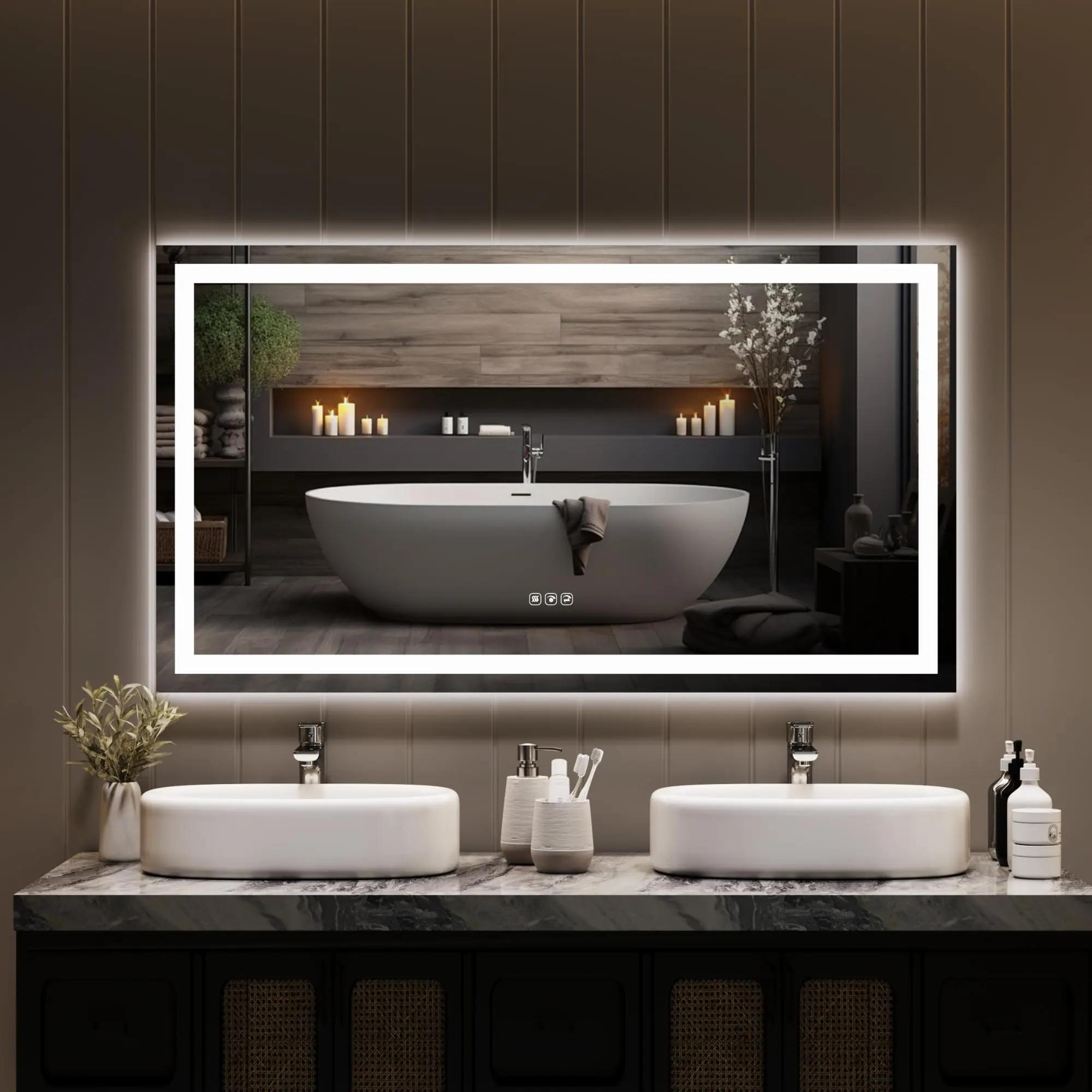 Garvee 50X28 Inch LED Bathroom Mirror with Lights - Dimmable Anti-Fog Vanity Mirror with 3 Color Temperatures, Memory Function & Shatter-Proof Design