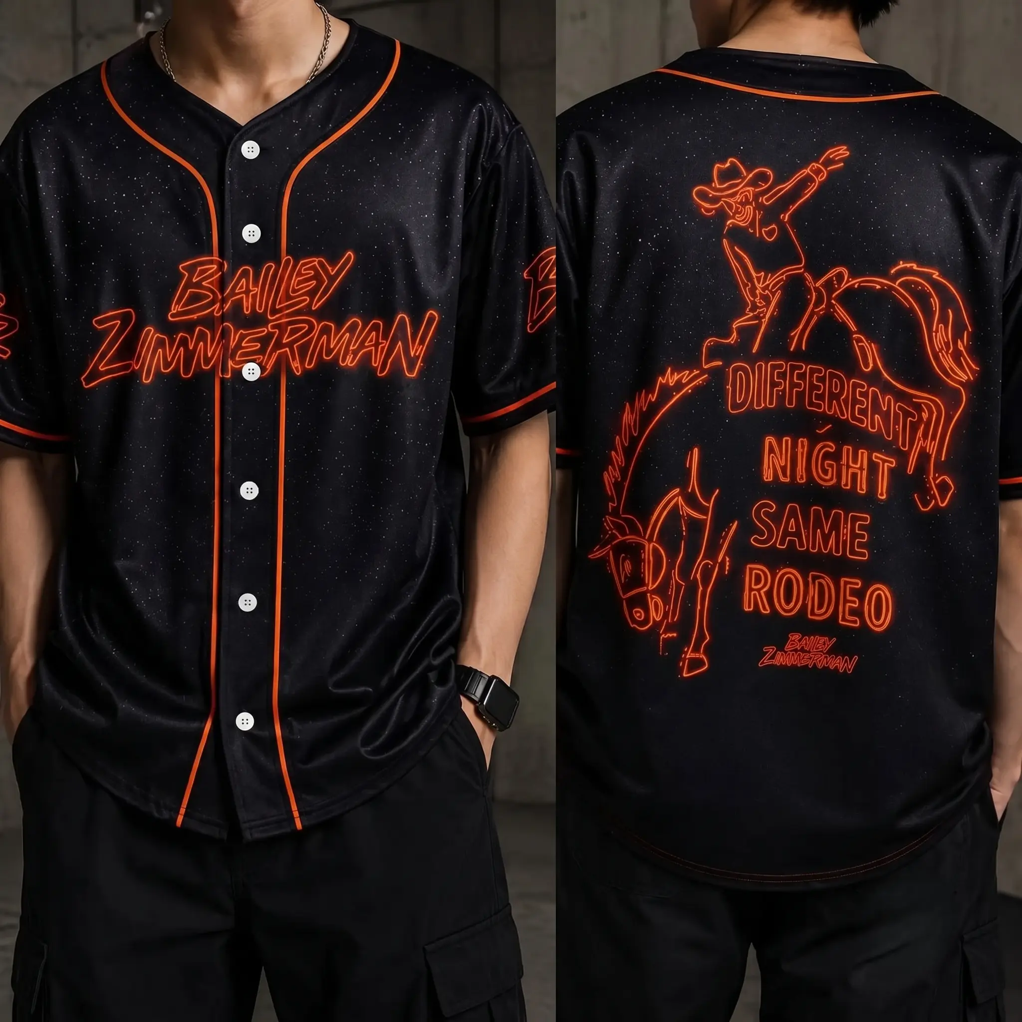 Different Night Same Rodeo Inspired Baseball Jersey Shirt Bailey Limited Edition Tour Jersey Music Concert Apparel Gift