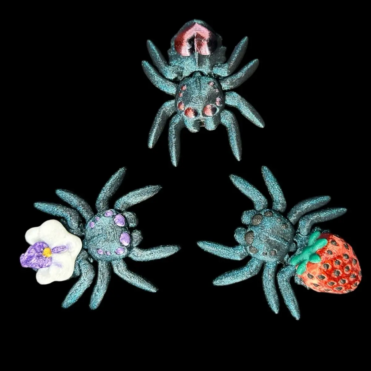 Tiny Jumping Spiders Articulating Sculpture 3D Print