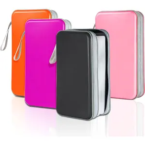 4 Pack 100 Capacity Plastic CD DVD Disc Storage Case Binder Wallet Holder for Car Home Office Travel Black Purple Orange Pink