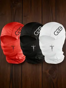 3pcs/2pcs/1pc Unisex Cross and GOD IS GOOD Letter Printing Balaclava Mask Neck Gaiter Headwear Breathable Ski Mask for Men Women Outdoor Sports Hiking Fishing Commuting Suitable for Daily Wear Full Balaclava