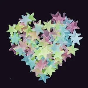 2PCS Glow in The Dark Luminous Stars Fluorescent Reusable Plastic Wall Stickers and Murals or Ceiling Stars Fluorescent Luminous Decal Stickers for Home Décor Accents