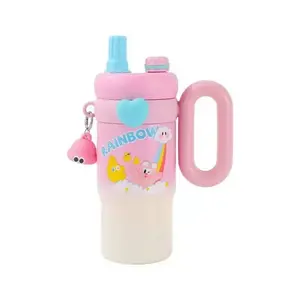 Cute Cartoon Insulated Tumbler, Vacuum Insulated Cup, 2-In-1 Sip & Straw Design, Large Capacity, Cute Water Bottle, with Handle & Tea Infuser, Stainless Steel Tumbler, Insulated Travel Drinkware, Traveler Tumbler