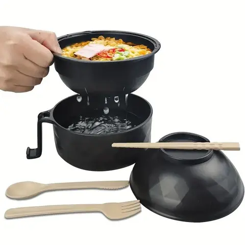 Ramen Bowl Set, 1 Set Including Bowl & Tableware Kit, Microwave Safe Ramen Bowl with Fork, Spoon, Chopsticks, Kitchen Gadgets, Dinnerware