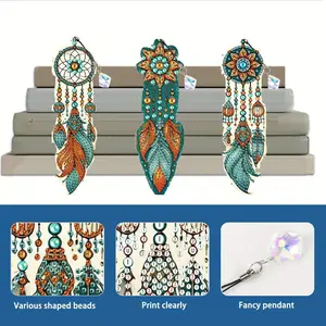 3pcs/set DIY Dream Catchers Diamond Art Bookmarks Set, Acryl Book Marks with Crystal Pendents, Crystal Rhinestone Christmas Diamond Art Painting Bookmarks for Books Notes Journaling, Reading Accessories, Perfect Christmas Gifts for Friends and Family