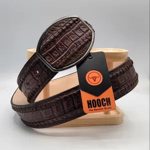 Cinto Vaquero para Hombre de Piel Grabado Tipo Caiman Panza 2 Pulgadas Color Chocolate – Hooch Boots HC-120