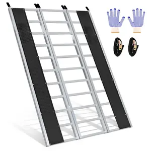 Aluminum Loading Ramp 77" x 54" Ultra-Wide, 1800LBS Capacity, Aluminum Tri-Fold Ramps with Ski Guides for Motorcycle/Dirt Bike/Trailer/ATV/UTV/Garden Tractor/Lawn Mower