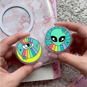 Psychedelic Alien Phone Grip, Trippy Colorful Extraterrestrial Griptok, Acid Art Space Creature Phone Stand, Vibrant Sci-Fi Aesthetic Accessory, Unique Gift for Space Lovers magnetic mount