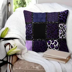 Cool Purple Leopard Print Patchwork Throw Pillow with Insert, 45cm Square Zipper Closure, Animal Print Nine-Grid Patchwork Design, Soft Comfortable Bedroom Sofa Cushion, Y2K Hot Girl Style Home Decoration