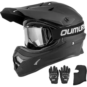 Adult ATV Dirt Bike Helmet with Goggles Gloves & Mask Quick Release Buckle Adjustable Sun Visor Motorcycle Adult Helmet Off-Road Motocross Downhill Moped MX for Unisex-Adult