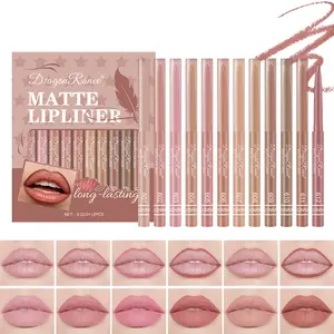 12 Piece Lip Liner Set Effect Smooth Application Anti Smudge Non Drying and Non Smudge Cosmetic Long Lasting Matte Lip Color High Quality Makeup