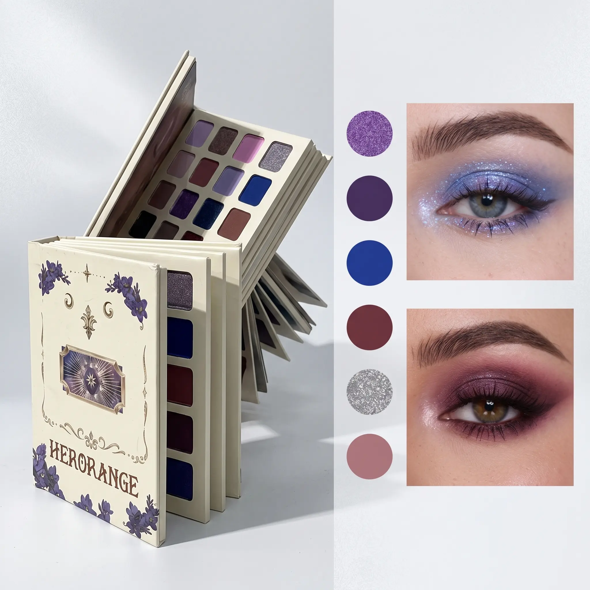 Vintage 5-Page Foldable Book Makeup Gift Set, All-In-1 Full Face Kit: Pigmented Shimmer & Matte Eyeshadow, Contour, Blush, Highlighter, Dual-Tone Lip & Cheek Cream, Portable Travel Case, Ideal Holiday Gift for Makeup Lovers, All Skin Types