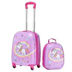 VEVOR Kids Luggage Set, 2 Piece, 18 Inch Hardside Rolling Wheels Suitcase with Hard-Shell Backpack, Unicorn Kids Carry on Luggage Set, Holiday Birthday Gift for Girls & Boys, Airline Approved