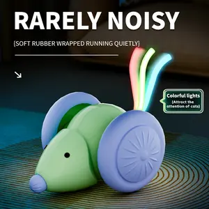 Rarely Noisy Electric Mouse Cat Toy with Colorful Lights for Boredom Relief Automatic Teasing Stick for Small Cats Pet Supplies Obstacle Avoidance sale