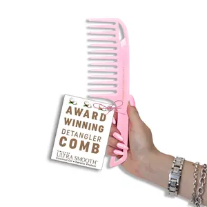 Cricket Beauty Tools Pink Coconut Oil Detangler Comb - Plastic Bristles, Keratin Protein Infused, Frizz Control, No Residue, Smoothness Boost, Hydrating, Shine Enhancing, For Thick Long Hair