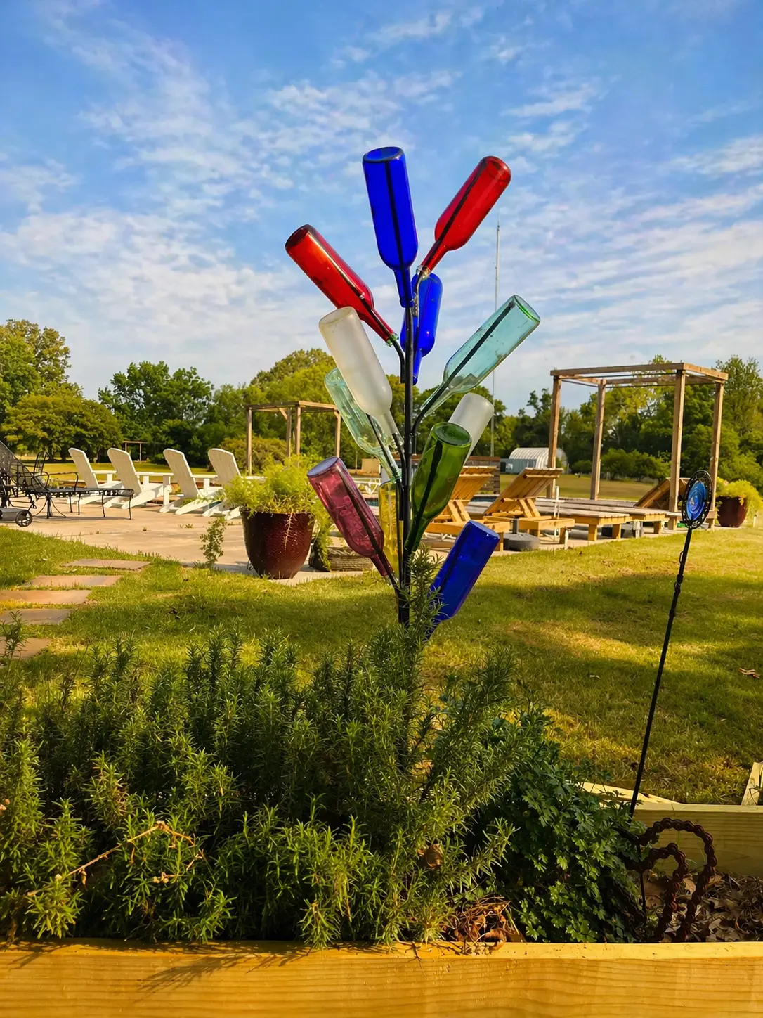 Cornstalk Bottle Tree - Southern Style Yard Decor, 12 Bottle Capacity, Adjustable Branches, 60" Height, Unpainted, Durable Garden Decor, Sweet Corn Stalk Design, Natural Look