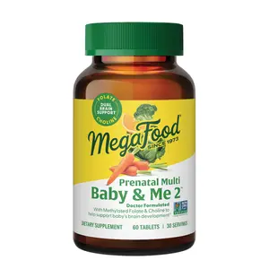 MegaFood Baby & Me 2 Prenatal Multivitamin - Doctor Formulated with Folate, Choline, Iron, & B12 for Optimal Pregnancy Nutrition. 30 Servings