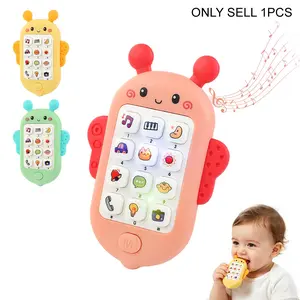 Cartoon Bee Design Phone Toy, Interactive Bilingual Learning, Music Function, Requires 2 X 1.5v Aaa Batteries, Educational Kids Toy