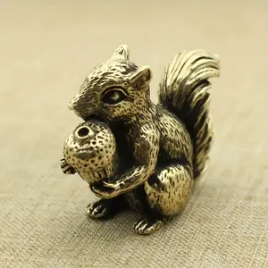Antique Squirrel Ornament, Solid Copper Statue Figurine, Brass Squirrel Nuts Design, Home Decor Ornament, Tea Pet & Incense Holder, Desk Decor