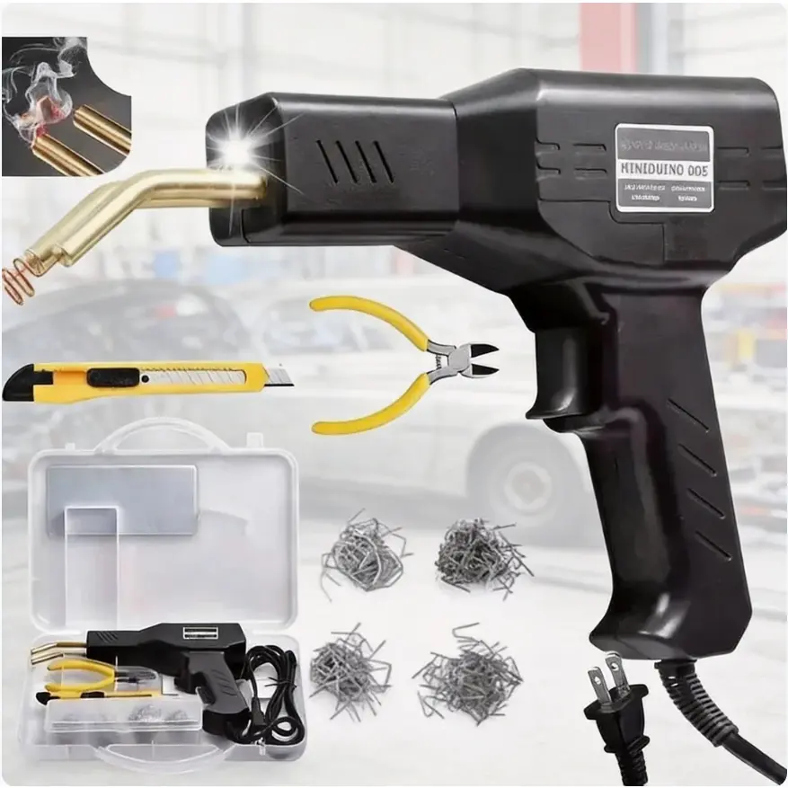 Heavy Duty Hot Plastic Stapler Welder - Automotive Maintenance Tools, Car Repair Set with Ergonomic Design, ABS & Stainless Steel Hot Staples (600PCS) for Car Bumper & Fairing Plastic Restoration, 600 Staples