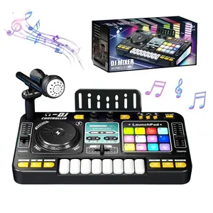 Musical Electronic DJ Mixer Toy for Kids with Microphone Light App-Controlled DJ Turntable Educational DJ Console Junior Music Toy Kids Gifts