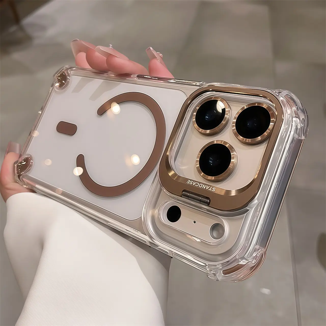 【 iPhone17 case 】Airbag acrylic bracket magnetic for iphone17Pro Max 16 15 Air iPhone case silicone soft shell TPU shockproof