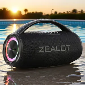 ZEALOT Bluetooth Speaker, 80W Max Loud Portable Speakers Bluetooth Wireless, IPX7 Waterproof Outdoor Speaker with Deep Bass Powerful Subwoofer/RGB Lights/All - Day Battery/Power Bank/EQ/TF/AUX/ for Home, Outdoor, Camping, Party,Pool,Travel,Gift.
