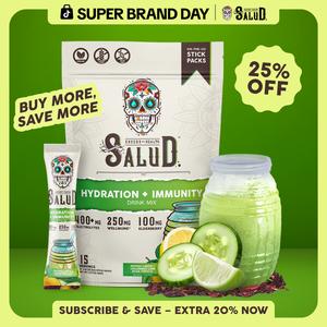 Salud 2-in-1 [Hydration + Immunity - Cucumber Lime] Electrolytes Powder, Agua Fresca Drink Mix, Elderberry, Dairy & Soy Free, Non-GMO, Gluten Free, Vegan, Low Calorie, 1g Sugar (15 Servings)